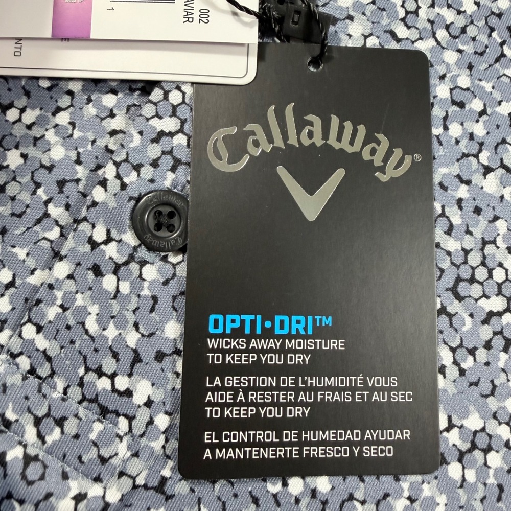 NWT Callaway Mens XXL Golf Polo Shirt Opti Dri Stretch Sun Protection Caviar - Picture 9 of 13